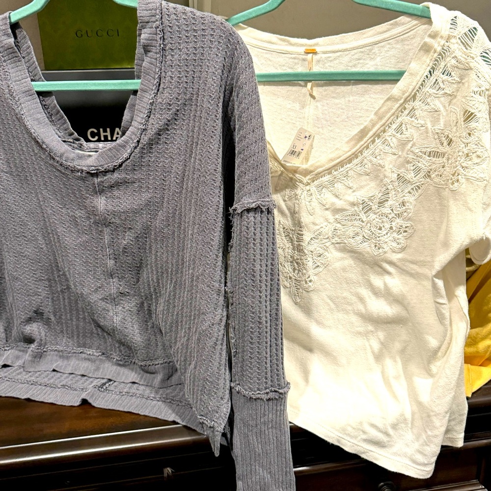 Free people shirt and long sleeves.